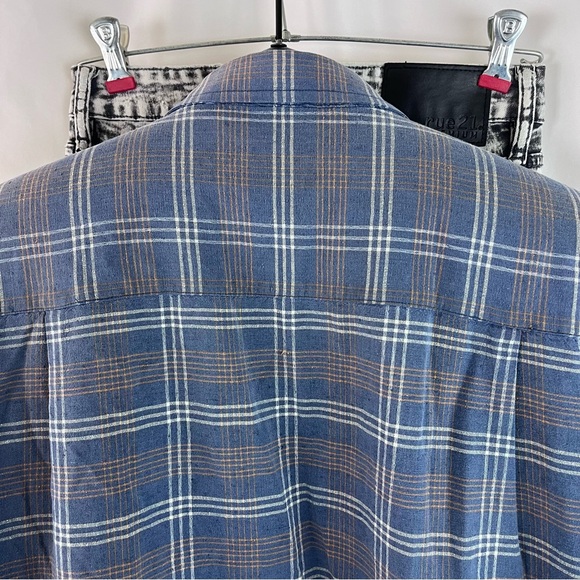 Vintage Blue Plaid Madison Trader Silk and Cotton Blend Size L - Picture 11 of 15